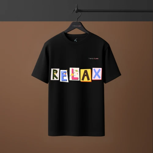 RELAX Front Side Printed | Drop Shoulder T - Shirt | Mens Drop Shoulder