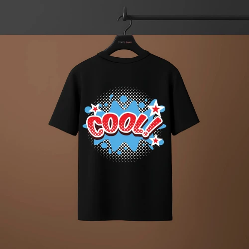 “COOL!” Drop Shoulder Graphic T-Shirt – Fun & Vibrant Pop Art Design