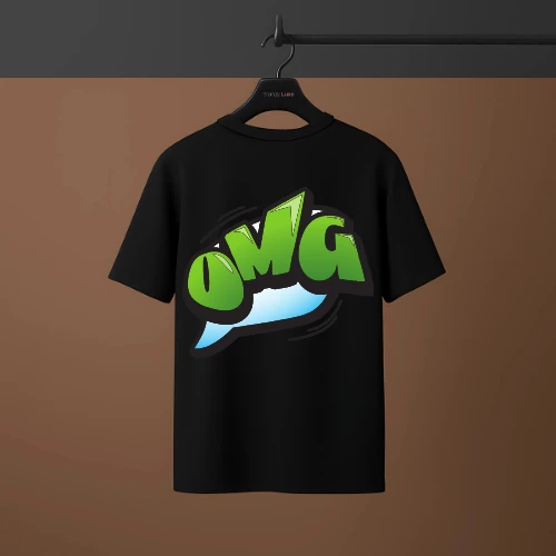 Drop Shoulder "OMG" Graphic Tee – White Oversized Unisex T-Shirt