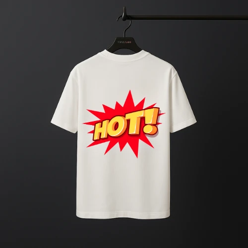 "Men's Drop Shoulder T-shirt with Bold 'HOT!' Graphic"