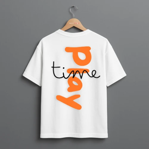 Men’s Drop Shoulder T-shirt - "Pay Time" Graphic Print in White