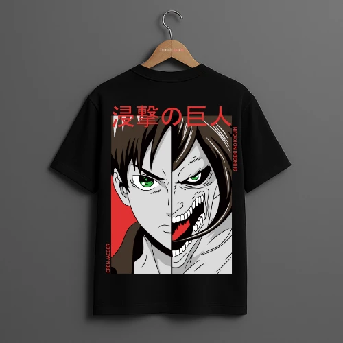 Attack on Titan Eren Yeager Dual Face Graphic T-Shirt - Anime Manga Style Appare