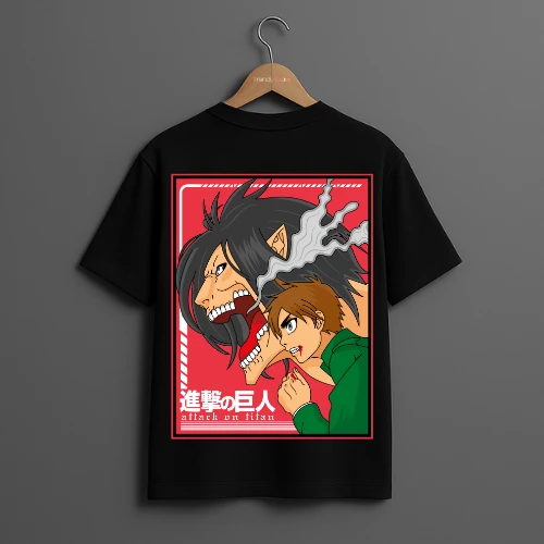 Attack on Titan Graphic T-Shirt - Eren vs Titan Battle Design