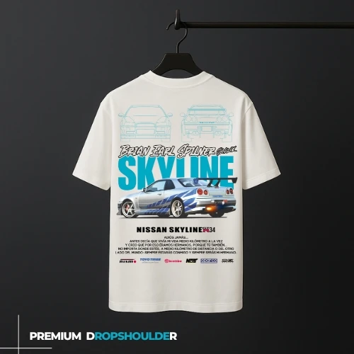 Premium Drop Shoulder T-Shirt for Men | Nissan Skyline R34 | Urban Speed